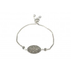 Women's Bracelet 925 Sterling Silver marcasite black stones P 860